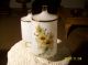 Apothecary Vanity Jars Footed White Frosted Glass With Yellow Daisy Flowers Bottles & Jars photo 6
