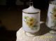 Apothecary Vanity Jars Footed White Frosted Glass With Yellow Daisy Flowers Bottles & Jars photo 7