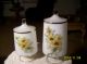 Apothecary Vanity Jars Footed White Frosted Glass With Yellow Daisy Flowers Bottles & Jars photo 8