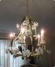 Vintage Shabby Italian Tole Cage Chandelier With Porcelain Roses Chandeliers, Fixtures, Sconces photo 1