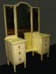 Vintage French Country Provincial Vanity W Tri Fold Mirror Post-1950 photo 1