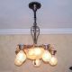 632 Vintage 20s 30 ' S Ceiling Light Lamp Fixture Chandelier Polychrome Re - Wired Chandeliers, Fixtures, Sconces photo 5