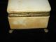 Antique Alabaster Dresser Vanity Box Ormolu Brass Trim Footed Elegant Vintage Victorian photo 4