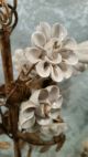 Gorgeous Antique Vtg Gold Tole White Porcelain Roses Chandelier Chandeliers, Fixtures, Sconces photo 9