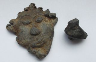 Lead Funny Face And Bronze Duck / Bird Roman / Celtic Finds photo