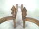 Pair Antique 19th Century Well Turned Brass Andirons Hearth Ware photo 7