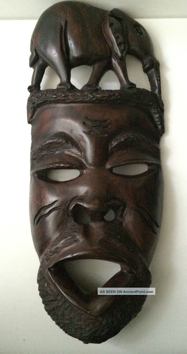 Hand Carved Solid Wood African Mask Wall Hanging Other photo