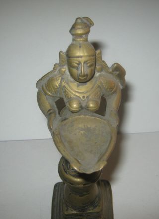 Antique Brass Or Bronze Deepalakshmi Lamp From South India Collection 2 photo