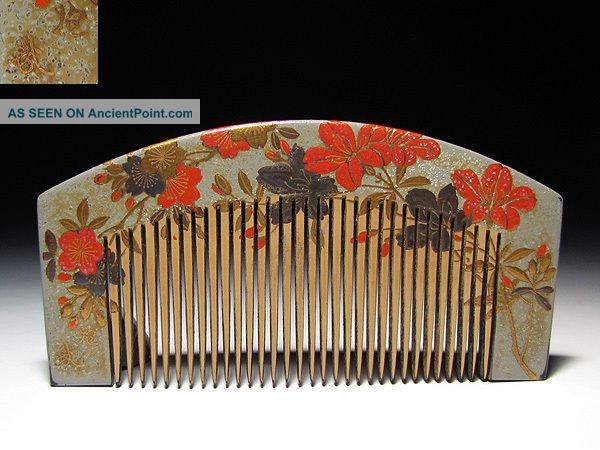 Edo Japanese Geisha Kushi Comb Kanzashi Lacquer Makie Hair Kinpaku Urushi Set 33 Other photo