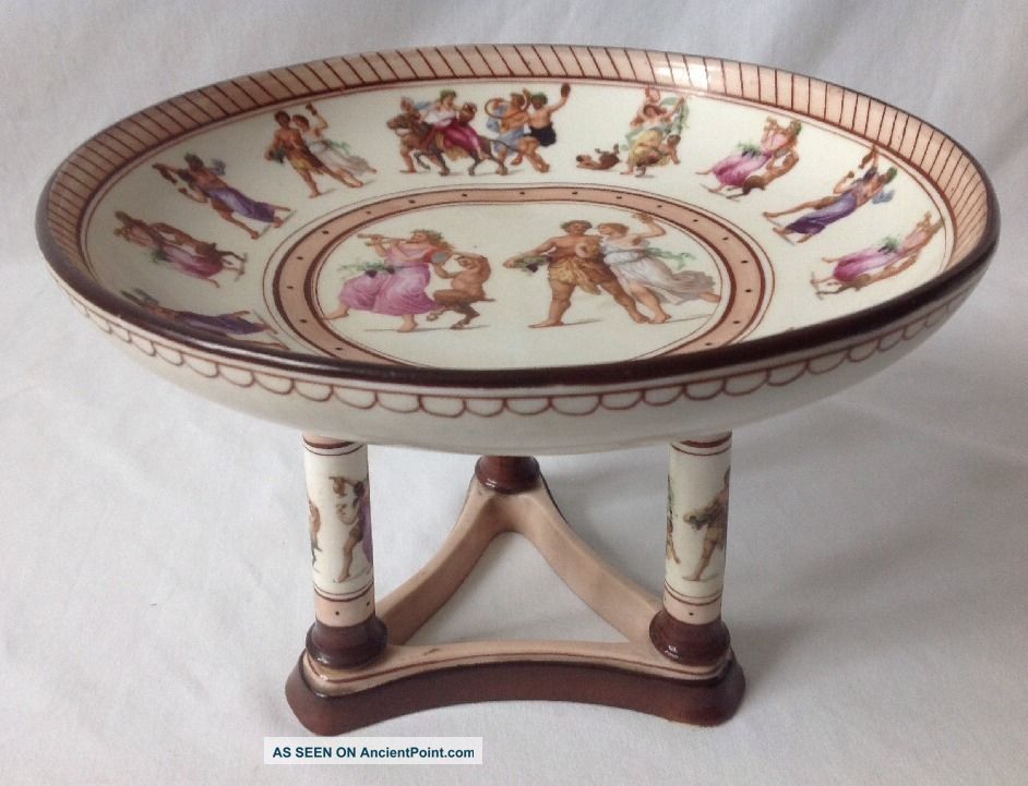 Rare Neoclassical Tripod Compote Bowl Greek Mythology Gods 3 Column Vtg Antique? Greek photo