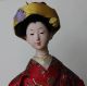 Auth Vtg Japanese Geisha Gofun Doll On Stand Glass Eyes Hand Painted Wow Dolls photo 2