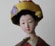 Auth Vtg Japanese Geisha Gofun Doll On Stand Glass Eyes Hand Painted Wow Dolls photo 7