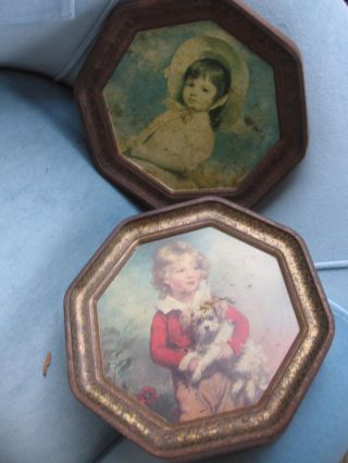 Antique Primitive Heavy Metal Biscuit Tin Classic Art Both Sides 12 - 1/4 