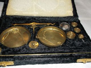 Vintage Brass Scales With Case photo