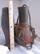 Vintage Hand Carved Wood Water Jug And Cup With Leather Straps Latin American photo 7