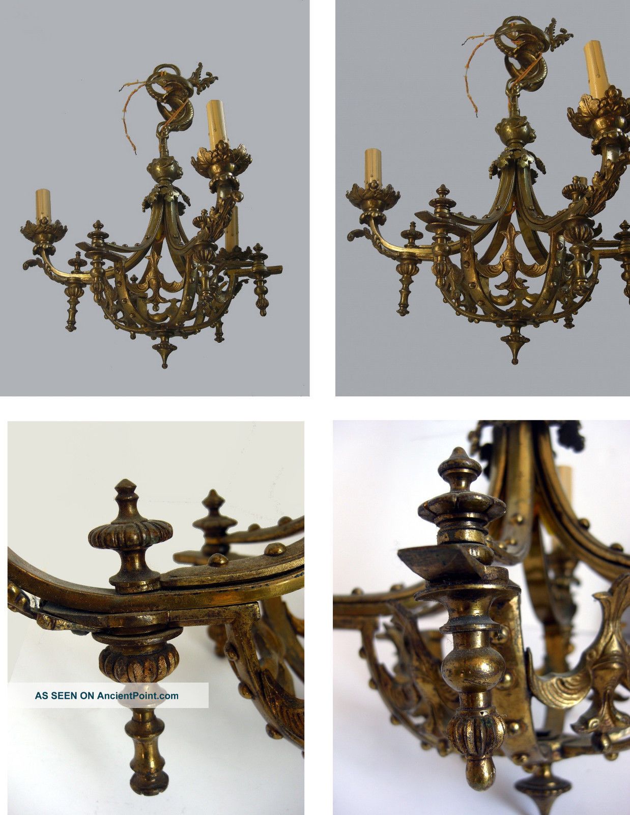 Antique Bronze Chandelier Winged Dragon 3 Light / Arm European