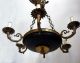 Vintage French Empire Bronze & Lacquer Six - Light Chandelier 1920 ' S - 30 ' S Marked Chandeliers, Fixtures, Sconces photo 1