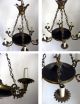 Vintage French Empire Bronze & Lacquer Six - Light Chandelier 1920 ' S - 30 ' S Marked Chandeliers, Fixtures, Sconces photo 4