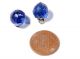 (2) 10mm Rare Victorian Vtg Czech Faceted Sapphire Glass Waistcoat Ball Buttons Buttons photo 2
