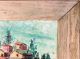 Modernist Unsigned Framed Oil On Board Of Fishing Village By Sea Mid - Cent Modern Mid-Century Modernism photo 9