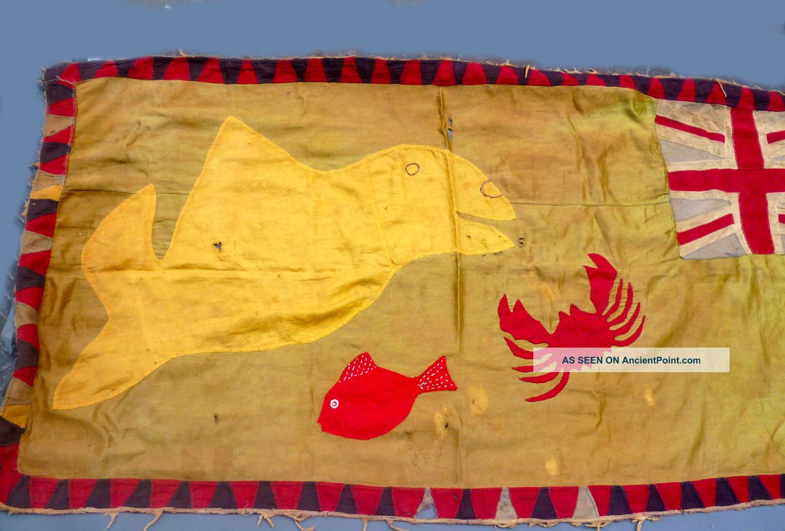 Antique African Asafo Flag Union Jack Textile Fish Scorpion Whale Ghana Ethnix Other photo
