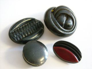 4 Antique Celluloid Buttons 1 Large Extruded photo