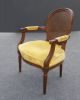Vintage French Provincialcane Accent Arm Chair Mid Century Yellow Velvet Post-1950 photo 2