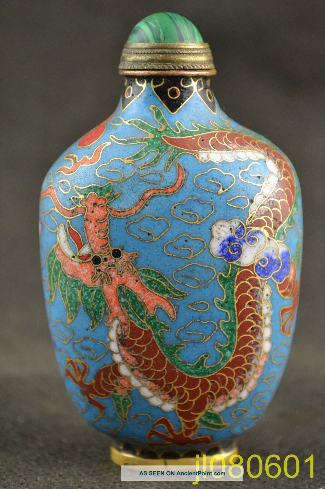 China Rare Old Collectible Decoration Cloisonne Carve Dragon Intact Snuff Bottle Snuff Bottles photo