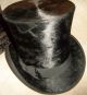 Antique 1800s Mens Beaver Top Hat In Orig Metal Box Tin Lothrops Farnham N.  H.  & Victorian photo 3