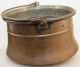 Antique Old Hammered Hanging Copper Pot Cauldron Kettle Wrought Iron Handle Hearth Ware photo 3
