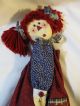 Primitive Prim Folk Art Raggedy Ann Doll Figure With Bear In Wagon Look Primitives photo 1