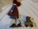 Primitive Prim Folk Art Raggedy Ann Doll Figure With Bear In Wagon Look Primitives photo 3