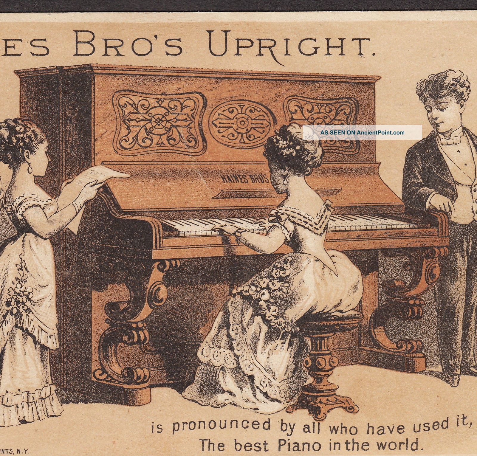 Haines Brothers Piano Co New York Ny Recital Victorian Advertising Trade Card Keyboard photo