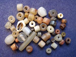 48,  Mostly Small,  Sahara Neolithic Beads,  W/ 1 Labret.  Only 1 Available photo