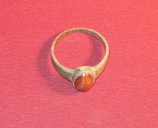 Medieval Bronze Ring With Aventurine Quartz Stone photo