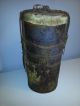 African Kenya Maasai Turkana Wood Leather Hide Container Flask Medium Other photo 2