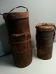African Kenya Maasai Turkana Wood Leather Hide Container Flask Medium Other photo 4