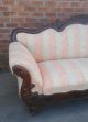 Antique Heavy Carved Victorian Flame Mahogany Sofa Upholstered Griffins Floral 1800-1899 photo 1