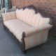 Antique Heavy Carved Victorian Flame Mahogany Sofa Upholstered Griffins Floral 1800-1899 photo 7
