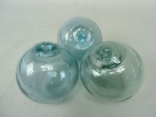 F2 Japanese Antique Glass Fishing Float Buoy Set Of 3 Ball ø10 Cm 4 