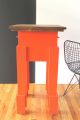 Mid Century Architect One Of A Kind Design Wood&enamel Pedastal Table Orange Mid-Century Modernism photo 1