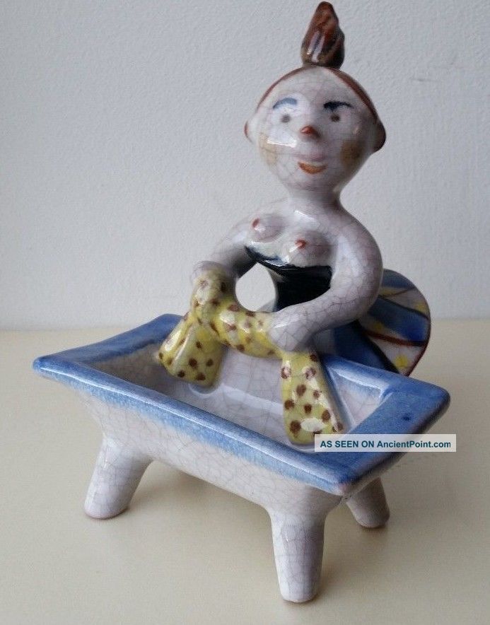 Walter Bosse Karlsruher Majolika Washing Lady Rare Figurine Art Deco Art Deco photo