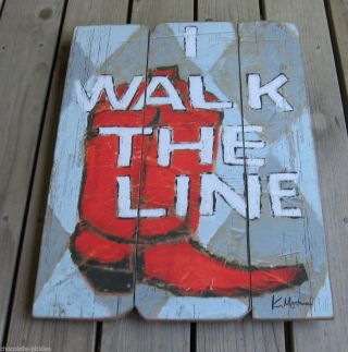 Wood Red Cowboy Cowgirl Boot Picture Sign Primitive Western Country Style Decor photo