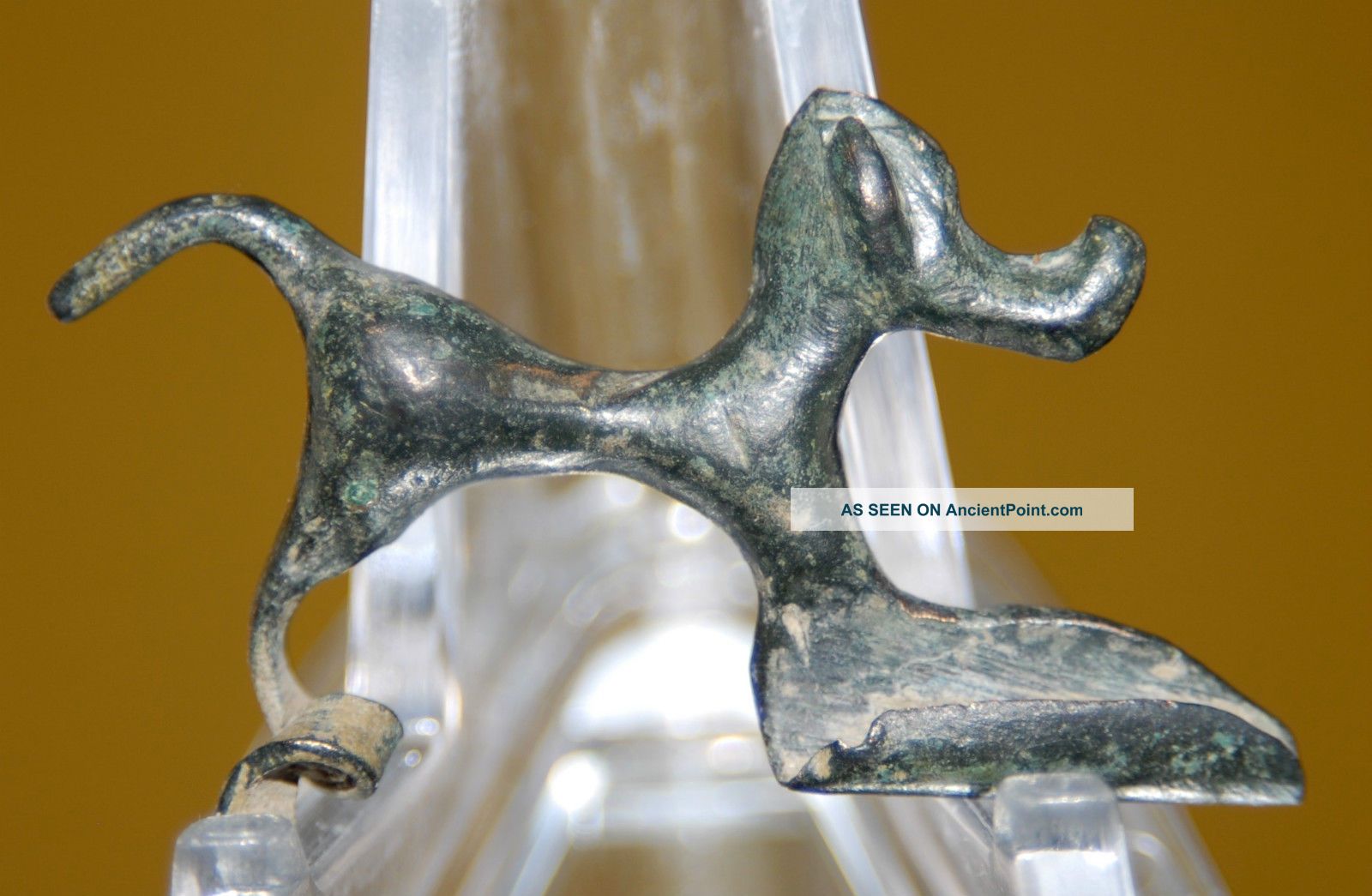 Celtic Iron Age Hallstatt Bronze Dog Fibula Brooch European photo