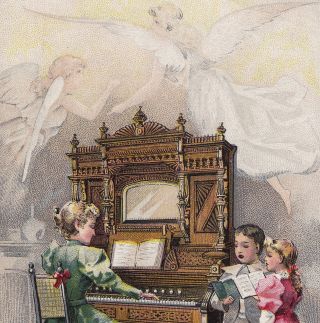Angle Choir Chicago Cottage Organ Cable Piano Co Poem 1895 York Advertising Card photo