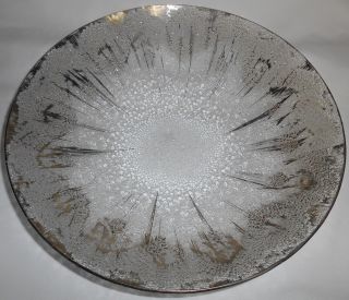 Mid Century Dorothy Thorpe Silver Overlay Textured Glass Serving Bowl photo