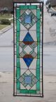 •calming Jade•extra Long Beveled Stained Glass Windows Panel.  •38 ¾”x12 ½” 1940-Now photo 2