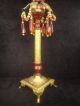 Antique 1920 ' S Art Deco Table Candle Lamp With Red Glass Shade,  Gorgeous,  Rare Lamps photo 1