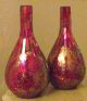 2 Lg Mid Century Disco Hollywood Style Red Stained Glass Mosaic Shimmery Vases Vases photo 1