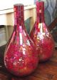 2 Lg Mid Century Disco Hollywood Style Red Stained Glass Mosaic Shimmery Vases Vases photo 3